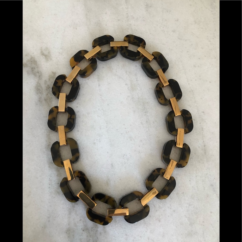 J.Crew Tortoise and Brass Link Necklace